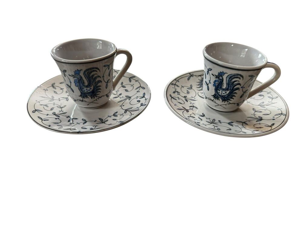 Set If 2 Outeiro Agueda Portugal Espresso Cups And Saucers